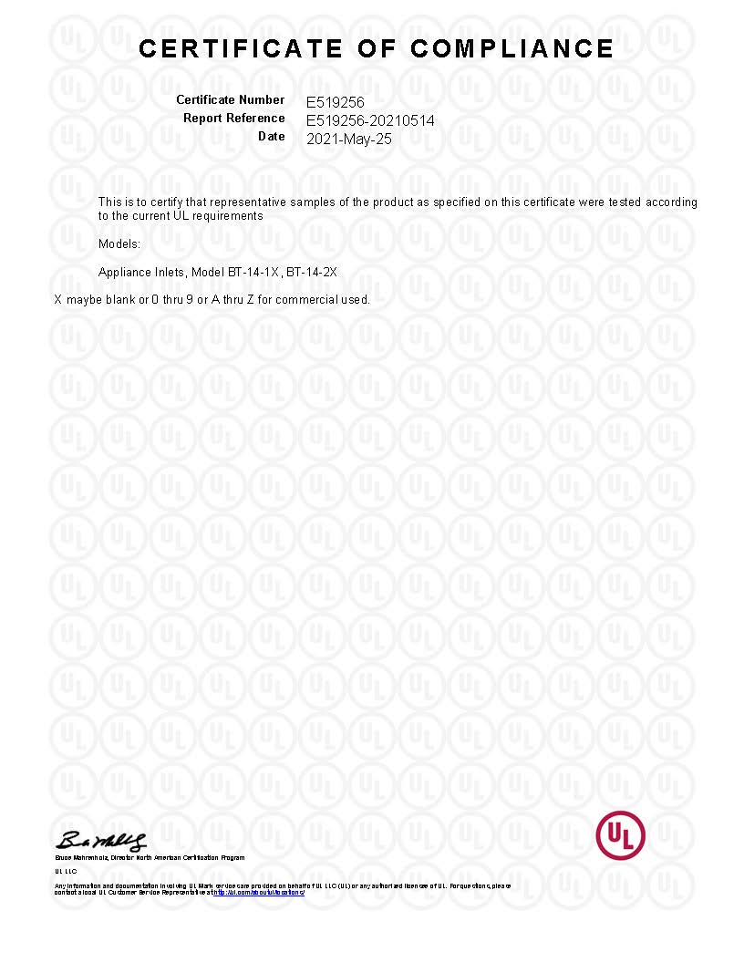 BT-14系列 UL證書